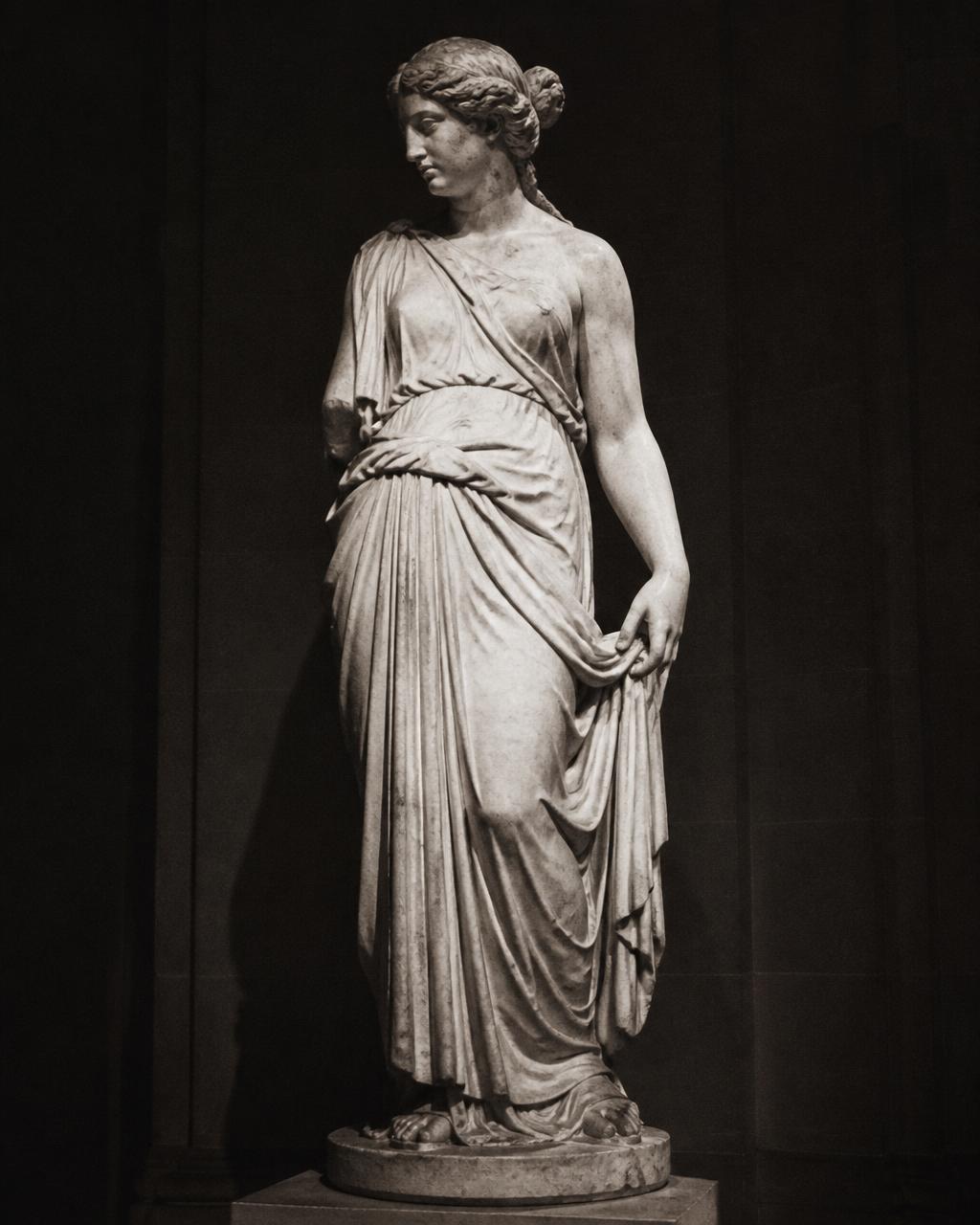 Classical marble figure, cinematic